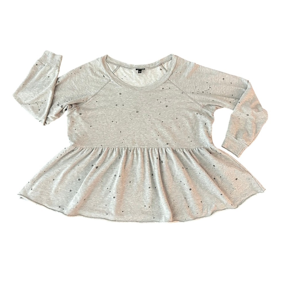 Torrid Grey Distressed Splatter Peplum Sweatshirt Plus Size 1 (1322)